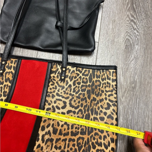 Chicos Leopard Print Tote Bag with Red Accent - Picture 3 of 13